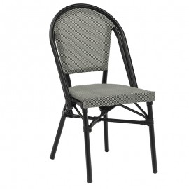 216-000015 Καρέκλα Paris pakoworld αλουμίνιο μαύρο-textilene ασπρόμαυρο