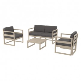 20-0448-2 MYKONOS SET 2ΘΕΣ.TAUPE/ΜΑΞ. DARK GREY(2ΘΕΣ.+2ΠΟΛ.+ΤΡΑΠ 65εκ.)