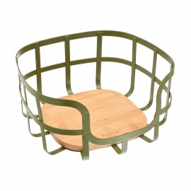 01-14162 ESTIA ΦΡΟΥΤΙΕΡΑ BAMBOO ESSENTIALS ΜΕΤΑΛΛΙΚΗ 24x24x12.7cm ΛΑΔΙ