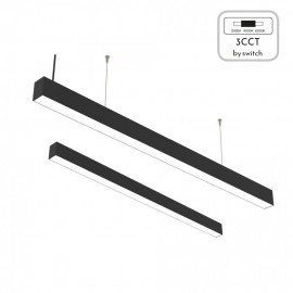 6072-180-BL InLight Κρεμαστό φωτιστικό LED 60W 3CCT (By Switch) από αλουμίνιο σε μαύρη απόχρωση D:180cm (6072-180-BL)