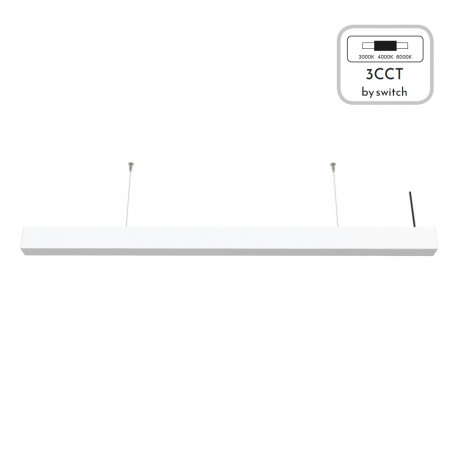 6072-120-WH InLight Κρεμαστό φωτιστικό LED 40W 3CCT (By Switch) από αλουμίνιο σε λευκή απόχρωση D:120cm (6072-120-WH)