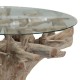 238-000008 Τραπέζι Kolson pakoworld γυαλί 6mm tempered-χειροποίητo μασίφ ξύλο φυσικό 110x110x76εκ