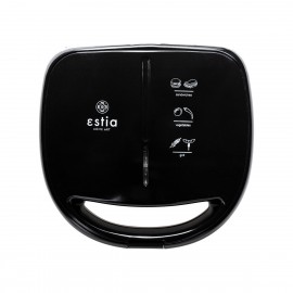 06-10041 ESTIA ΤΟΣΤΙΕΡΑ BLACK & INOX 2 ΘΕΣΕΩΝ 850w ΜΕ ΑΠΟΣΠΩΜΕΝΕΣ ΑΝΤΙΚΟΛΛΗΤΙΚΕΣ ΠΛΑΚΕΣ