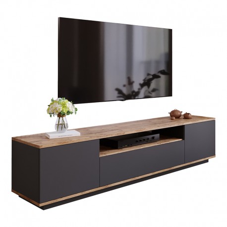 176-000056 Έπιπλο τηλεόρασης Soren pakoworld sonoma-ανθρακί 180x.44.5x44.6εκ