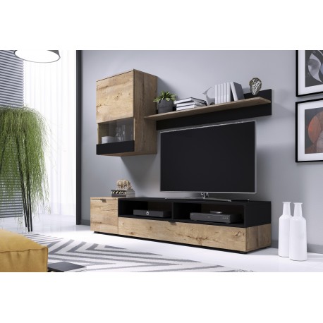 60-22711 SNAP, wall set color: lefkas oak / black matt DIOMMI V-PL-SNAP-LEFKAS