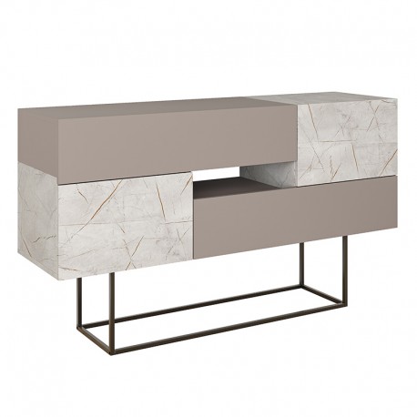 119-001169 Μπουφές Roberta pakoworld μόκα-λευκό μαρμάρου 145x40x82εκ