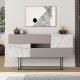 119-001169 Μπουφές Roberta pakoworld μόκα-λευκό μαρμάρου 145x40x82εκ