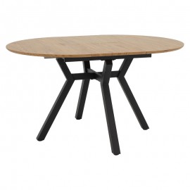 235-000023 Tραπέζι Frances pakoworld επεκτεινόμενο MDF sonoma-μαύρο 100-140x100x75εκ