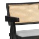 247-000010 Σκαμπό bar με μπράτσα Winslow pakoworld ξύλο rubberwood μαύρο-pvc rattan φυσικό-ύφασμα γκρι