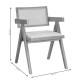 247-000005 Πολυθρόνα Winslow pakoworld ξύλο rubberwood μαύρο-pvc rattan φυσικό-ύφασμα γκρι