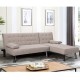 035-000070 Γωνιακός καναπές-κρεβάτι αριστερή γωνία Brisk pakoworld καφέ-γκρι ύφασμα 200x146x75εκ