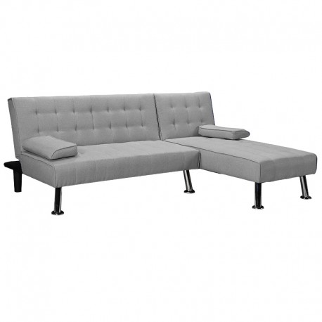 035-000069 Γωνιακός καναπές-κρεβάτι αριστερή γωνία Brisk pakoworld γκρι ύφασμα 200x146x75εκ