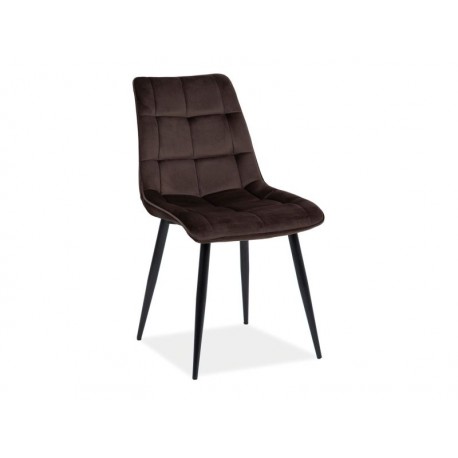 80-1610 Επενδυμένη καρέκλα ύφασμιμι Chic 50x43x88 μαύρο/καφέ βελούδο DIOMMI CHICVCBR