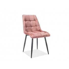 80-1625 Επενδυμένη καρέκλα ύφασμιμι Chic 50x43x88 μαύρο/ροζ βελούδο DIOMMI CHICVCRA52