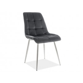 80-1745 Επενδυμένη καρέκλα ύφασμιμι Chic 50x43x88 χρωμίου/μαύρο βελούδο DIOMMI CHICVCHC