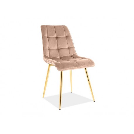 80-1666 Επενδυμένη καρέκλα ύφασμιμι Chic 50x43x88 χρυσός/μπεζ βελούδο DIOMMI CHICVZLBE