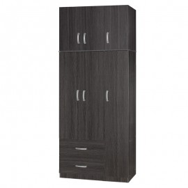 249-000047 Ντουλάπα τρίφυλλη και πατάρι Zelia pakoworld wenge 90x42x180εκ.