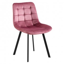 ΕΜ7913,1 MYRIAM Καρέκλα Τραπεζαρίας, Μέταλλο Βαφή Μαύρο, Ύφασμα Velure Απόχρωση Dirty Pink