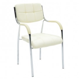 217-000033 Καρέκλα επισκέπτη Florida pakoworld PU λευκό πόδι χρωμίου
