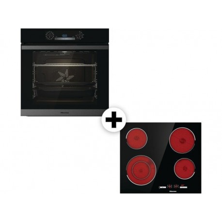 Hisense BSA65226AB + E6432C Φούρνος άνω Πάγκου 77lt με Κεραμικές Εστίες Π59.5εκ. Μαύρος A