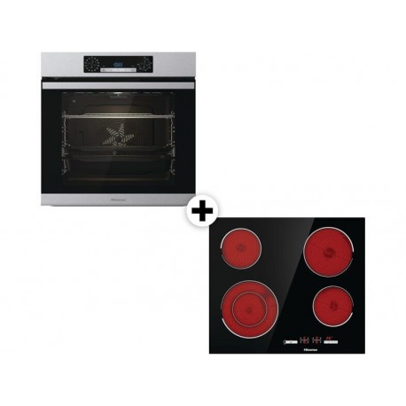 Hisense BSA65226PX + E6432C Φούρνος άνω Πάγκου 77lt με Κεραμικές Εστίες Π59.5εκ. Inox A