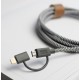 Native Union Braided USB to Lightning / micro USB Cable Γκρι 2m (Belt Twinhead)