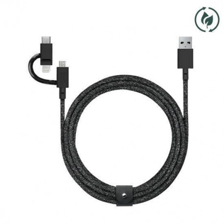 Native Union Cosmos Braided USB to Lightning / Type-C / micro USB Cable Μαύρο 2m