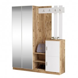 176-000130 Έπιπλο εισόδου Doorse pakoworld μελαμίνης λευκό-sonoma 147.5x35x180εκ