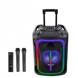 110582-0132 Akai ABTS-15 Pro Volcano Μαύρο φορητό Party speaker τρόλεϊ με Bluetooth, USB, SD, AUX, FM, LED, AWS με τηλεχειριστήρ