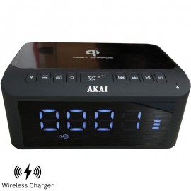 1105221-0010 Akai ACRB-1000 Ξυπνητήρι, ασύρματος φορτιστής και ηχείο Bluetooth με διπλό USB, Aux-In και FM – 5W RMS
