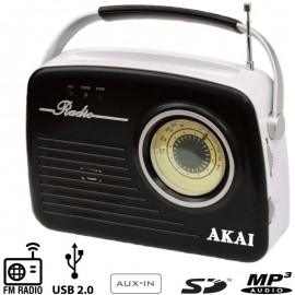 110583-0003 Akai APR-11B Ρετρό φορητό ραδιόφωνο με USB, κάρτα SD και Aux-In