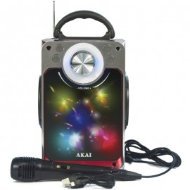 110582-7300 Akai CEU7300-BT Φορητό ηχείο Bluetooth karaoke με LED, μικρόφωνο, FM, USB, micro-SD και Aux-In – 6W