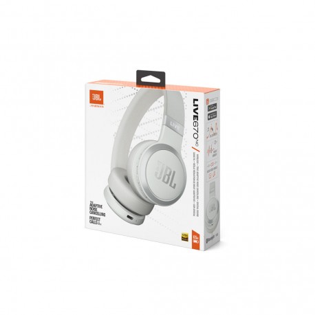 JBL Live 670NC Ασύρματα/Ενσύρματα Over Ear Ακουστικά με 65 ώρες Λειτουργίας και Quick Charge Λευκά