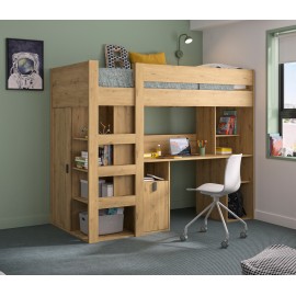 0104.GM30 Lugano πολυμορφικό υπερυψωμένο κρεβάτι με σκάλα, γραφείο,βιβλιοθήκη & ντουλάπα 205x99x169εκ. ( για στρώμα 90x200εκ. ) 