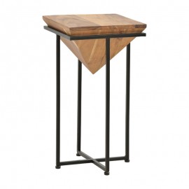 113-000031 Βοηθητικό τραπέζι σαλονιού Miles pakoworld μασίφ ξύλο ακακίας φυσικό-μαύρο 29x29x54εκ