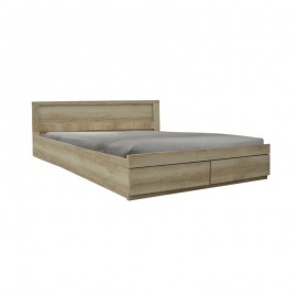 123-000206 Κρεβάτι διπλό Nalos pakoworld με συρτάρι castillo-oak 140x200εκ