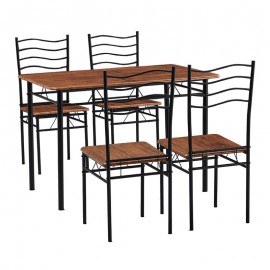 ΕΜ9789 IVAR Set Τραπεζαρία Σαλονιού Κουζίνας: Τραπέζι + 4 Καρέκλες Μέταλλο Βαφή Μαύρο, Καρυδί