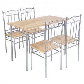 ΕΜ9787,1 LUTON Set Τραπεζαρία Σαλονιού Κουζίνας: Τραπέζι + 4 Καρέκλες Μέταλλο Βαφή Silver, Sonoma