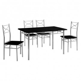 ΕΜ9792,1 LORETO Set Τραπεζαρία Σαλονιού Κουζίνας: Τραπέζι + 4 Καρέκλες Μέταλλο Βαφή Silver, Wenge