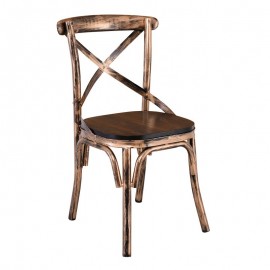 Ε5160,2 MARLIN Wood Καρέκλα Dark Oak, Μέταλλο Βαφή Black Gold