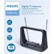 1150301-0001 Philips SDV1226/GRS Κεραία τηλεόρασης HDTV/4K/UHF/VHF/FM εσωτερικού χώρου με ενισχυτή 28 dB και φίλτρο GSM  – 17 x 