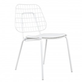 14590015 Καρέκλα Μεταλλική ALNUS Με Μαξιλάρι Λευκό 53x55x79cm Λευκό