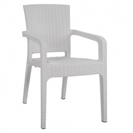 14720001 Καρέκλα Κήπου Λευκό Rattan 58x55x87cm Λευκό