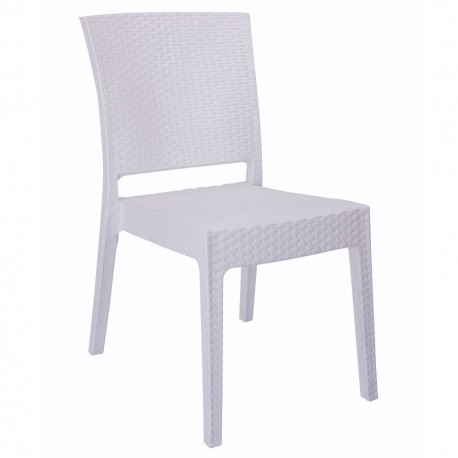 14720004 Καρέκλα Κήπου Λευκό Rattan 47x55x87cm Λευκό