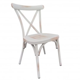 14840062 Καρέκλα Κήπου ArteLibre CHAD Λευκό Αντικέ Αλουμίνιο 44x52x87cm Λευκό