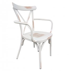 14840076 Καρέκλα Κήπου ArteLibre THOMSONS Λευκό Αντικέ Αλουμίνιο 52x52x87cm Λευκό