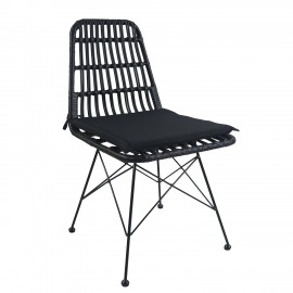 14510018 Καρέκλα Κήπου ArteLibre ALFONSE Μαύρο Μέταλλο/Rattan 47x62x81cm Μαύρο