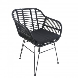 14510020 Καρέκλα Κήπου ArteLibre ACTORIUS Μαύρο Μέταλλο/Rattan 57x53x81cm Μαύρο