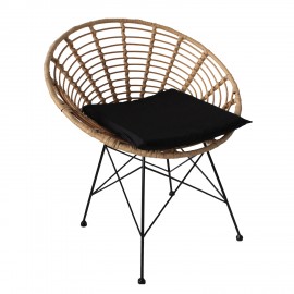 14510021 Καρέκλα Κήπου ArteLibre AELIUS Φυσικό/Μαύρο Μέταλλο/Rattan 72x62x78cm Φυσικό/Μαύρο