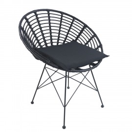 14510022 Καρέκλα Κήπου ArteLibre AELIUS Μαύρο Μέταλλο/Rattan 72x62x78cm Μαύρο